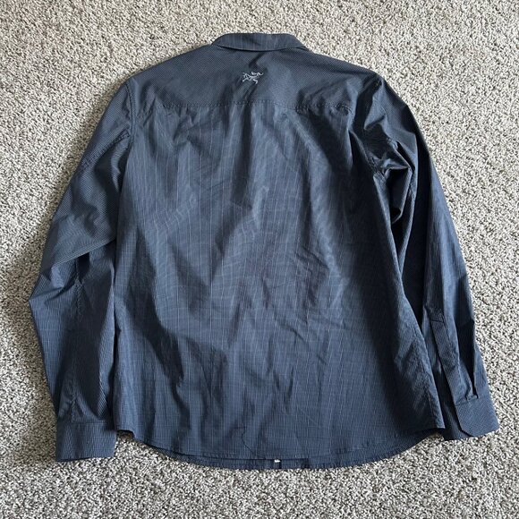 ArcTeryx KASLO Mens XL Plaid Long Sleeve Shirt With Zipper Pocket Blue - Picture 5 of 11